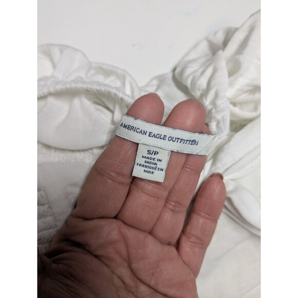 AEO American Eagle Top Women Small Boho Strapless Tie Back White S - Picture 7 of 8